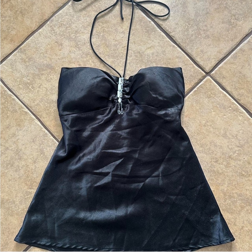 Black vintage charlotte russe Satin Halter Top